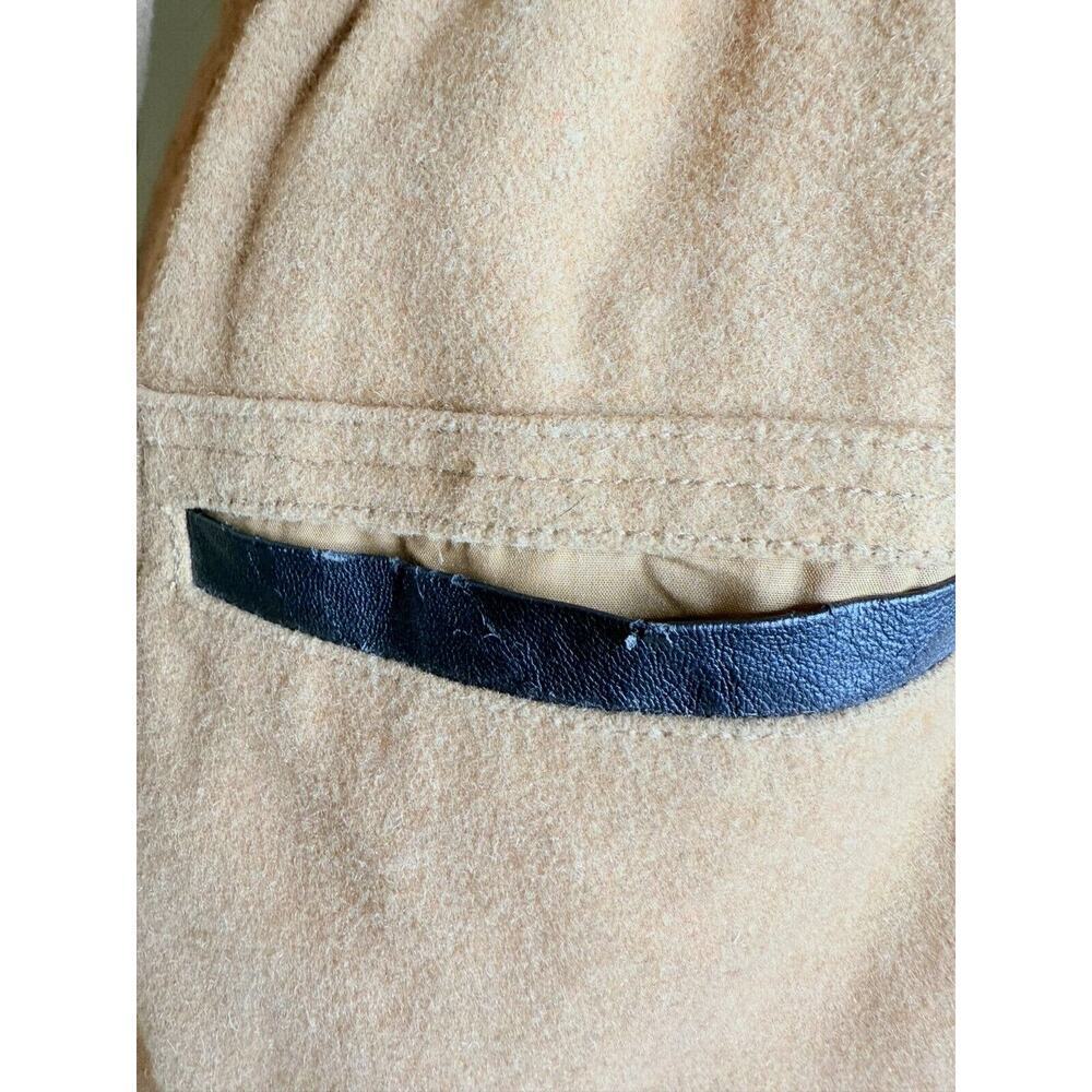 Abercrombie & Fitch Hooded Fur Trim Wool Toggle Peacoat Parka Womens M Camel Tan - Picture 8 of 13